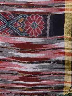 Multicolor blended cotton handwoven saree with ikkat design 4