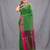 green cotton blend woven design soft saree with zari pallu