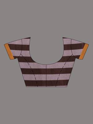 black and brown half & half cotton blend handwoven soft saree 5
