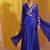 Royal Blue Goergette Satin Gold Metallic Floral Accented Drape Lehenga Set