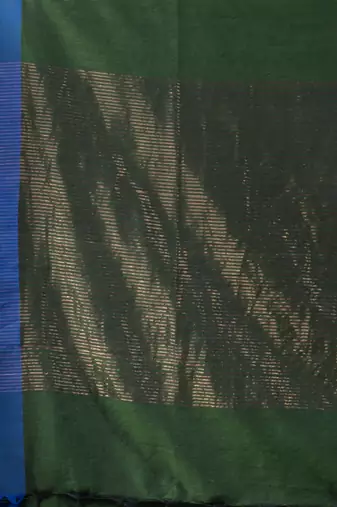 green cotton blend handwoven soft saree with zari border