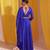 Royal Blue Goergette Satin Gold Metallic Floral Accented Drape Lehenga Set