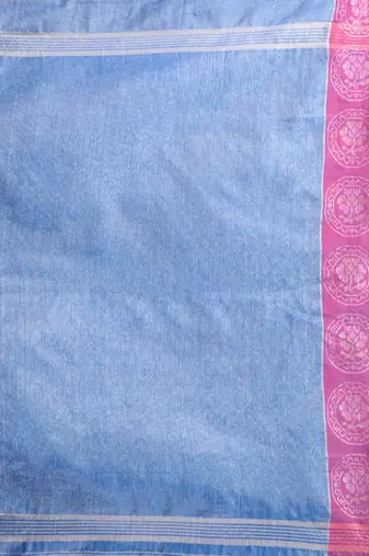 Sky blue blended cotton soft handwoven saree