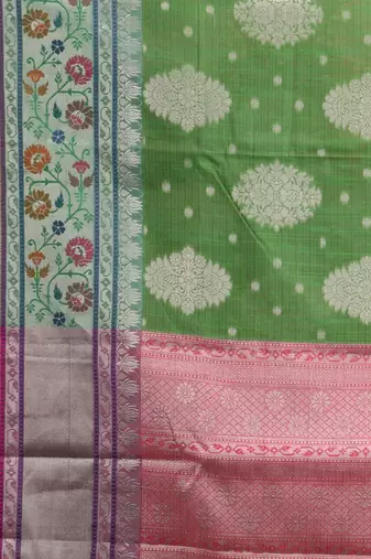green silk blend handwoven soft saree
