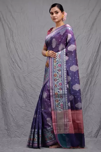 violet silk blend handwoven soft saree