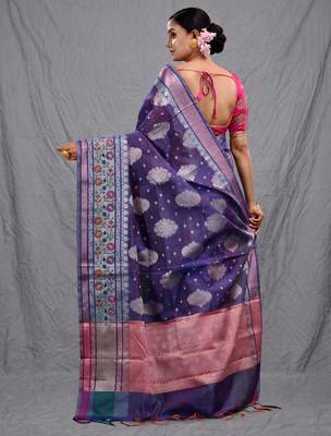 violet silk blend handwoven soft saree 3