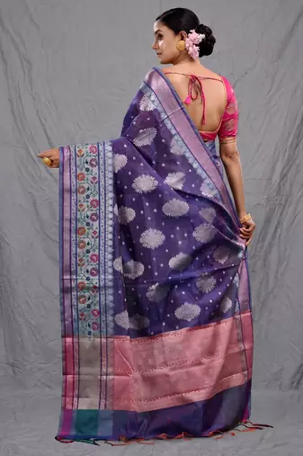 violet silk blend handwoven soft saree