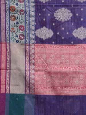 violet silk blend handwoven soft saree 4
