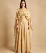 Molten Gold Silk Draped Cape Lehenga Skirt Set