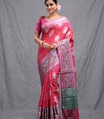 pink silk blend handwoven soft saree
