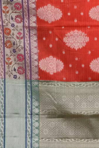 red silk blend handwoven soft saree
