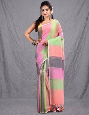 multicolor cotton blend handwoven soft saree 1