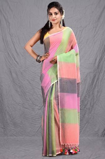 multicolor cotton blend handwoven soft saree