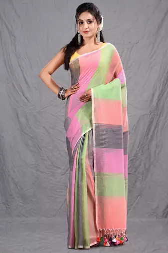 multicolor cotton blend handwoven soft saree