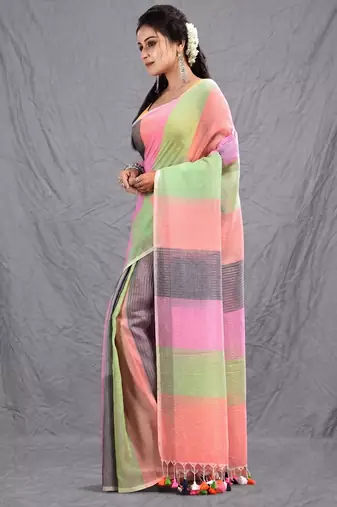 multicolor cotton blend handwoven soft saree