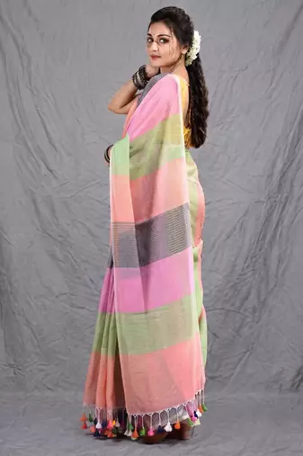 multicolor cotton blend handwoven soft saree