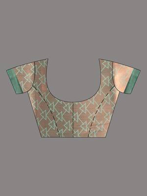 Grey cotton silk saree with woven design 5