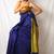 blue khadi cotton blend saree with corn yellow pallu