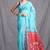 Sky blue handloom saree with floral pallu