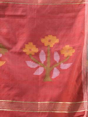 Sky blue handloom saree with floral pallu 4