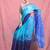 Sky & navy blue handloom saree with silver check