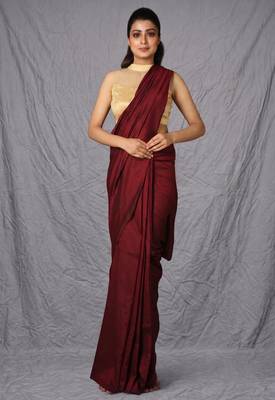 maroon khadi handloom saree 1