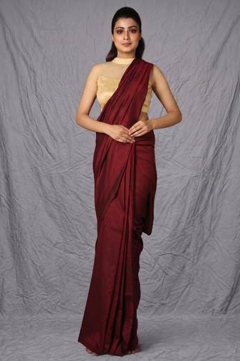 maroon khadi handloom saree