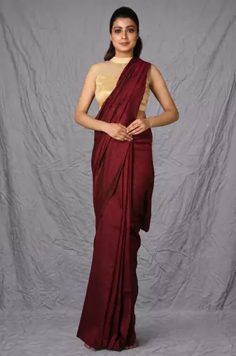 maroon khadi handloom saree