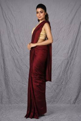 maroon khadi handloom saree 2