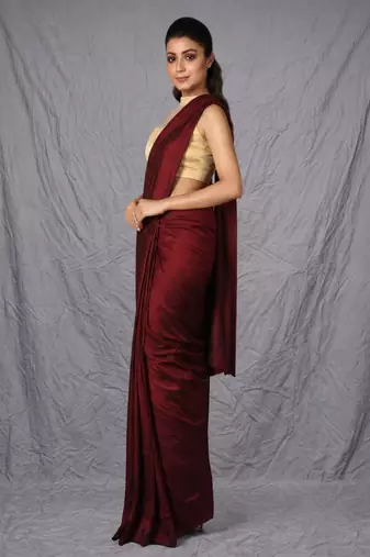 maroon khadi handloom saree