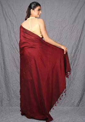 maroon khadi handloom saree 3