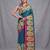 teal cotton blend handwoven saree with kolka border