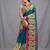 teal cotton blend handwoven saree with kolka border