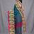 teal cotton blend handwoven saree with kolka border