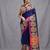 royal blue cotton blend handwoven saree with kolka border