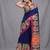 royal blue cotton blend handwoven saree with kolka border