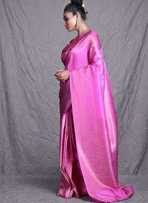 pink brocade silk blend with copper zari weaving 2
