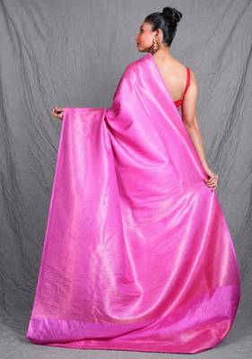 pink brocade silk blend with copper zari weaving 3
