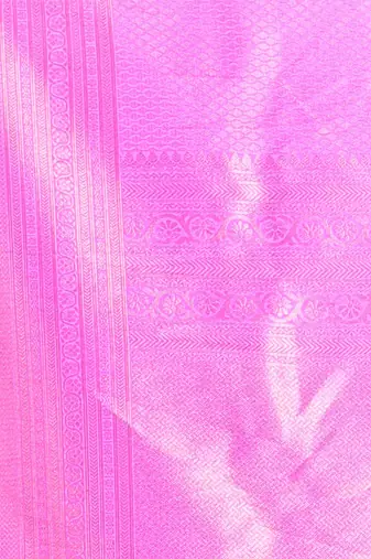 pink brocade silk blend with copper zari weaving
