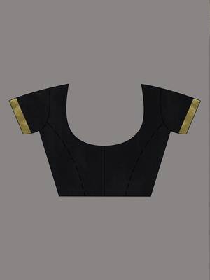 Black leaf motif zari weaving handloom saree 5