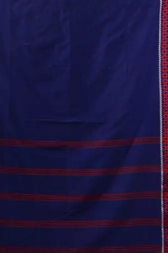 blue cotton blend handwoven saree with texture borders