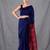 blue & maroon colourblocked cotton blend saree