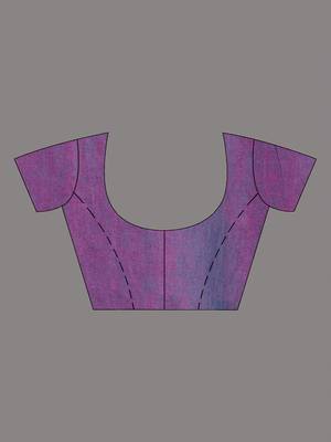 peach & purple cotton blend half half handwoven soft dual tone saree 5