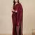 dark red cotton blend soft saree with stripes pallu