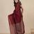 dark red cotton blend soft saree with stripes pallu