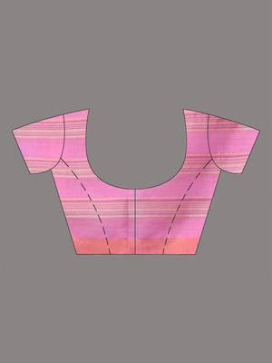 pink stripes cotton blend handspun soft saree 5