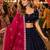 Navy Silk Blend Navratri Readymade Lehenga Choli with Thread Embroidery Work