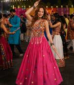 Rani Cotton Navratri Readymade Lehenga Choli with Thread Embroidery Work