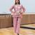 elegant dusty pink embroidered kurti pant set with floral detailing   stylish women   ethnic wear