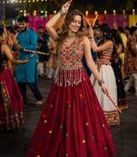Maroon Cotton Navratri Readymade Lehenga Choli with Thread Embroidery Work